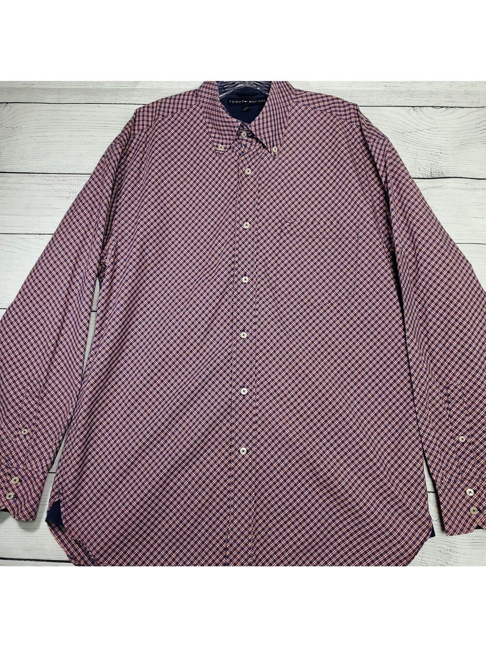 Tommy Hilfiger Men's Large Check Button Down Long Sleeve Shirt